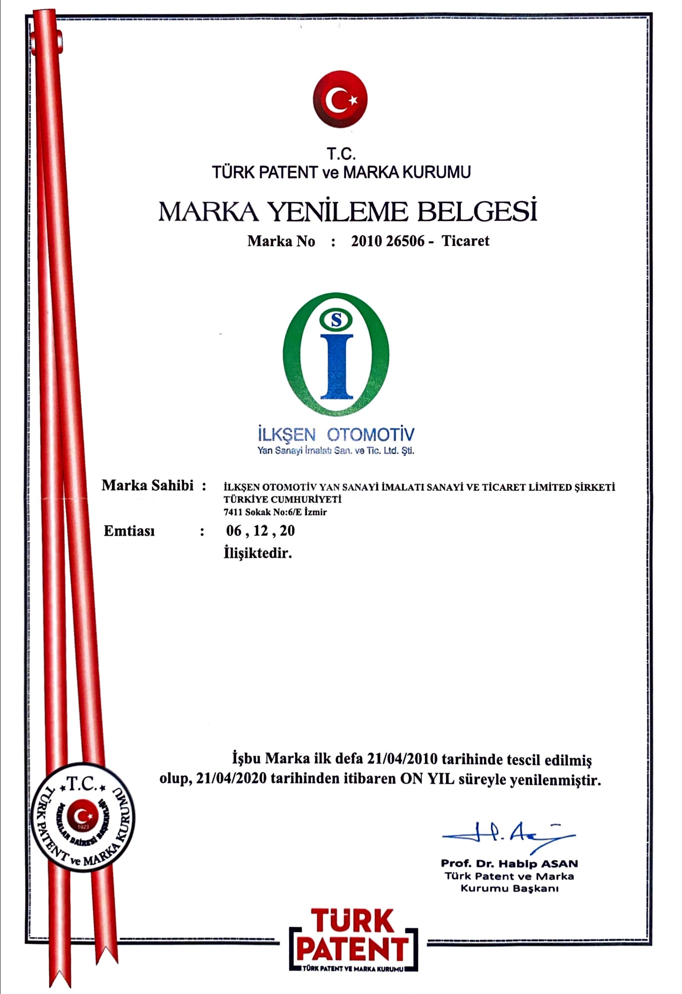 MARKA TESCİL BELGESİ